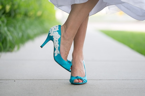 turquoise bridal shoes