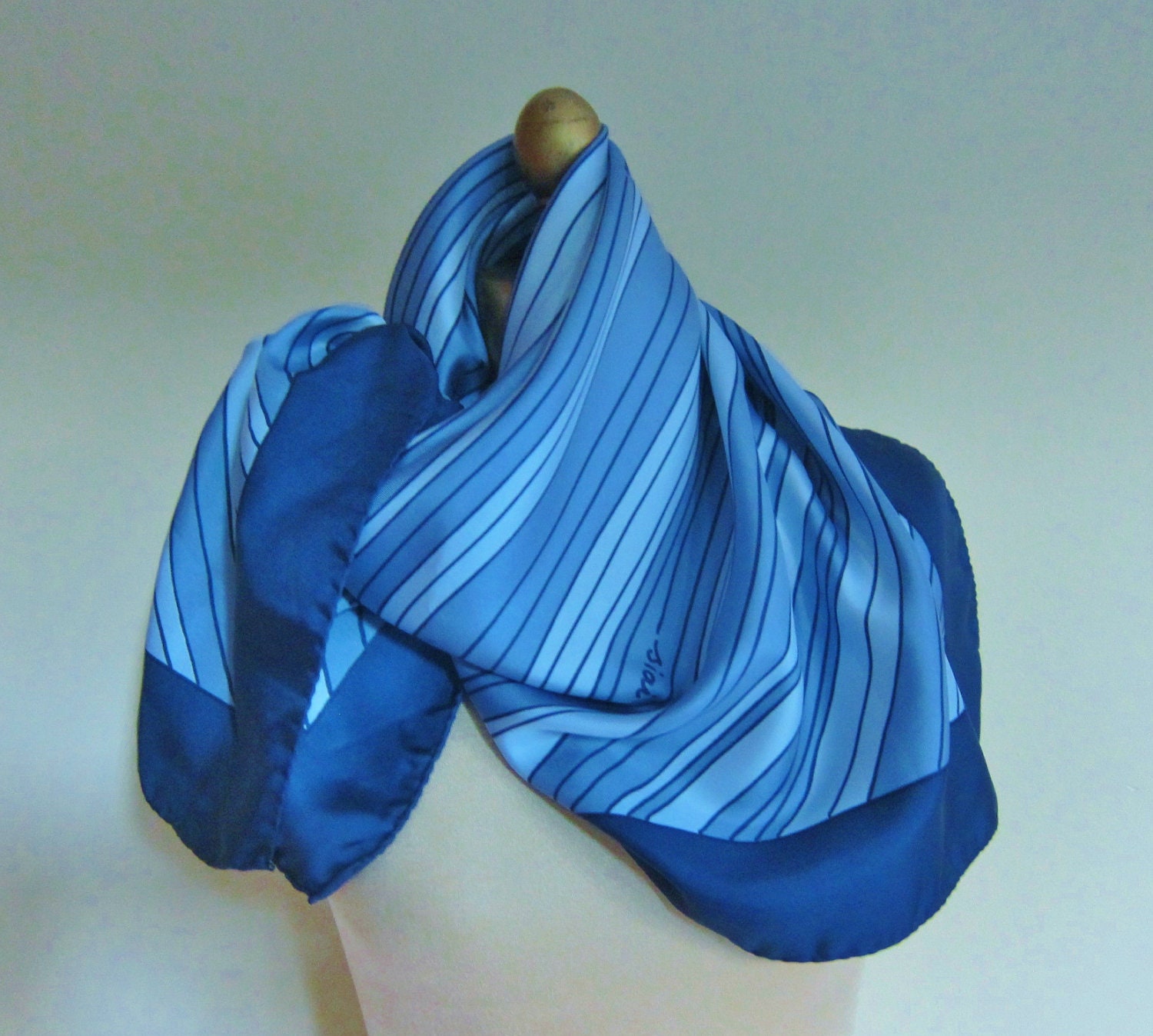 Lorella silk scarf blue stripes    siai