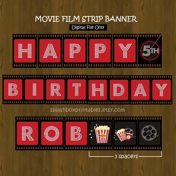 Movie Night Printable Banner Movie Night by SplashboxPrintables