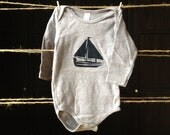 Nautical - Sailboat - Hand printed baby onesie design