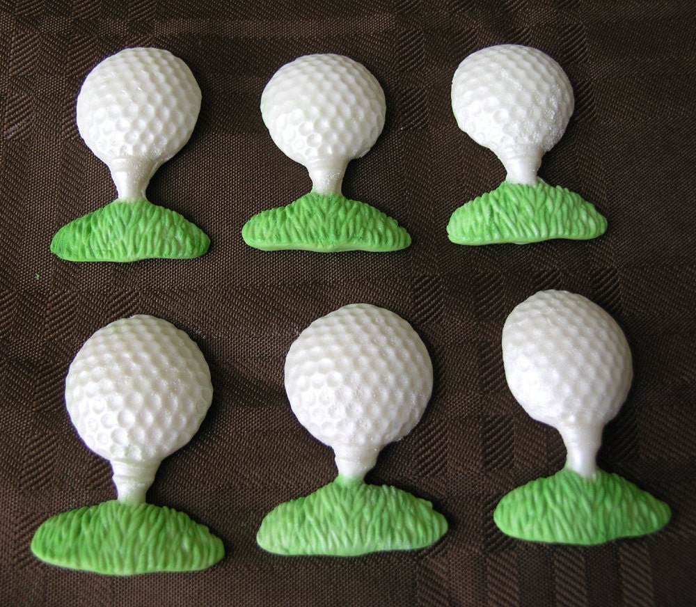 GUM PASTE 8 GOLF Ball on a Tee Decorations / by lenabender48