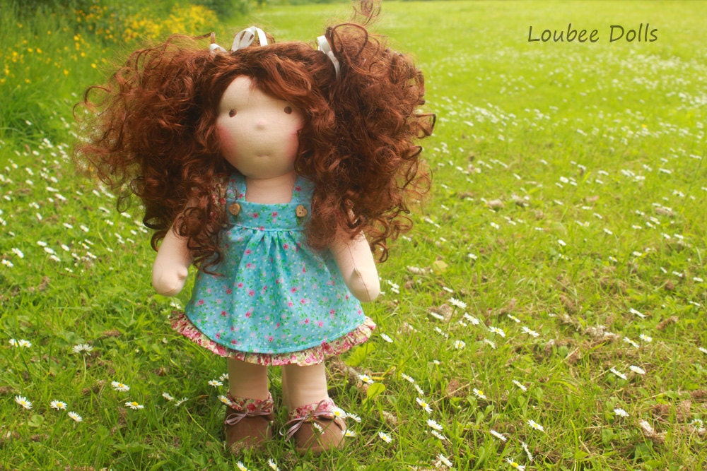 Waldorf inspired doll called Kira , 16" tall soft toy doll