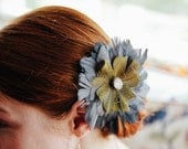 Green and Gray Vintage inspired Bridesmaid Fascinator Feathers Hair Flower