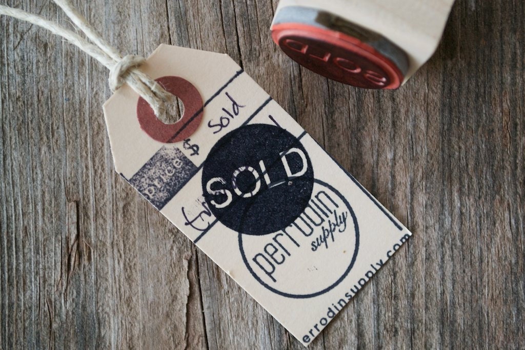Sold stamp with handle - 1 x 1"