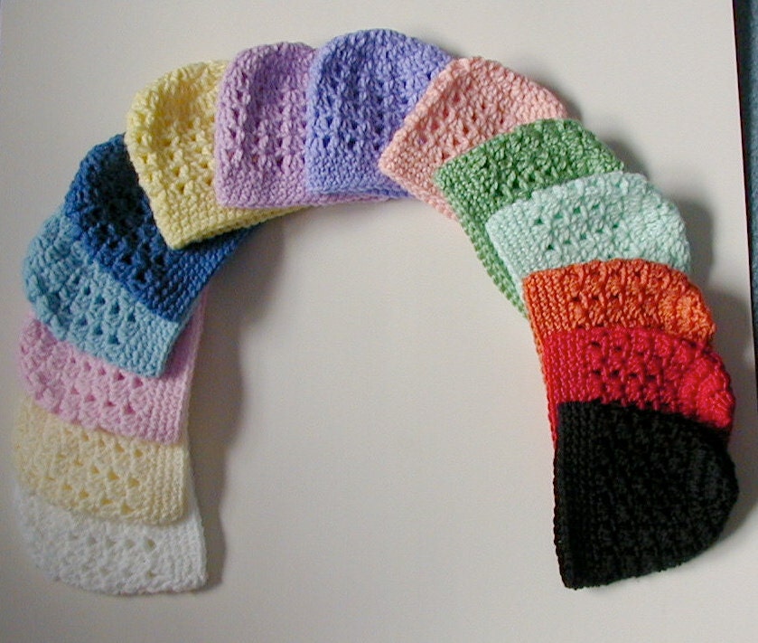 crochet baby beanie hat newborn 0-3 3-6 month infant boy or girl turquoise  brown pink blue green yellow & more