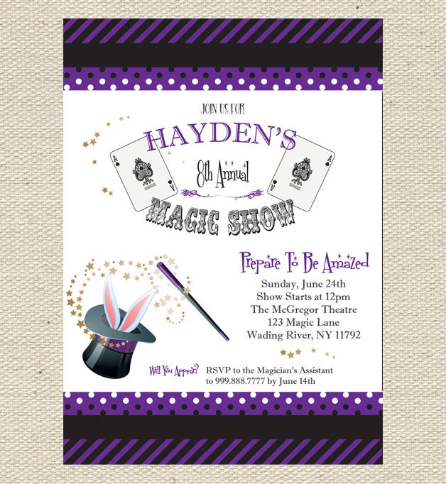 Magic Show Birthday Invitation Printable Il_570xn