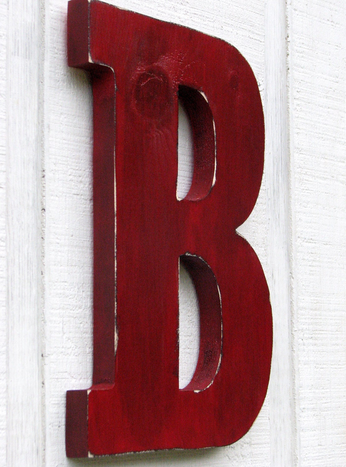 Home Decor Large Wooden Letter Distressed True Red 12" tall Wood Name Letters, Custom Home Decor Kids Room Nursery You Pick Color
