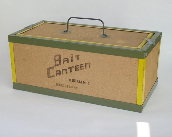 Items similar to Vintage Fishing Tackle Bait Box Bait Canteen by