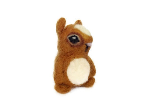 Needle Felted Chipmunk, Miniature Amigurumi Animal Soft Sculpture (Charlotte)