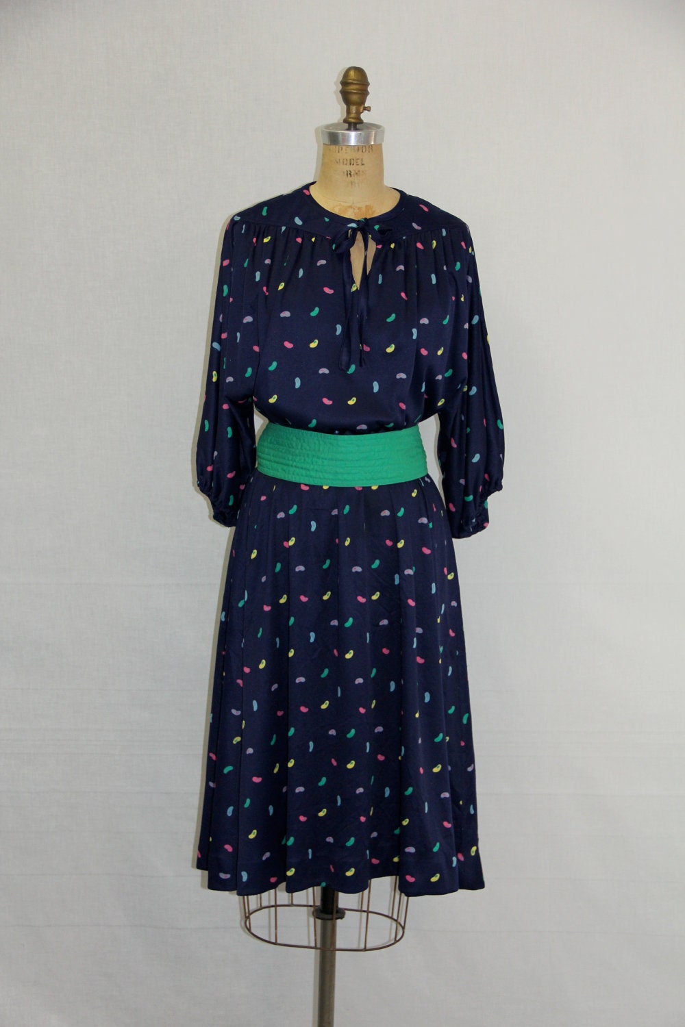 Plus Size Vintage Dress Secretary Jelly Bean Print