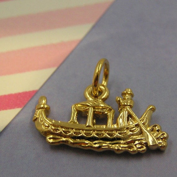 081 Gold Venice Italy Gondola Boat Charm by AllAboutCharms on Etsy