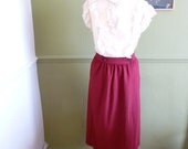 Burgundy Marks & Spencers 1970s wrap skirt - M/L