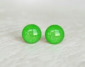 EMERALD - Green Earrings - Stud Earrings - Kelly Green Shimmer Earrings - Small Earrings - Little Stud Earrings by EarSugar