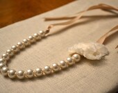 Rose: Ivory Pearl Necklace with Tan Ribbon or Build Your Own