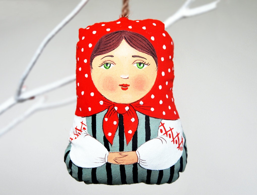 babushka painted folk art doll