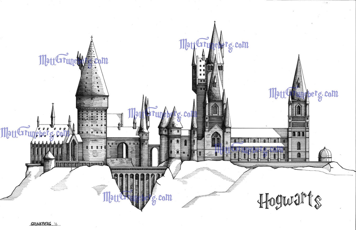Harry Potter Hogwarts Castle Drawing Sketch Coloring Page