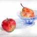 Still Life Painting Apple, Pear and Bowl watercolour original unframed