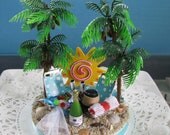BEACH WEDDING Cake Topper - Beach Chairs Wedding Cake Topper - Seashell Wedding Cake Topper - Palm Trees Wedding Cake Topper