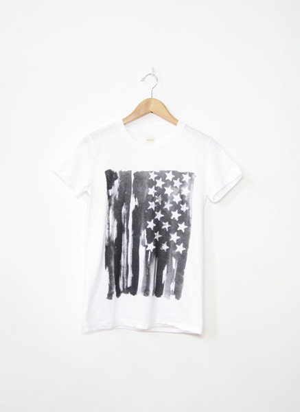 Organic Cotton Men's and Women's Hand Screen Printed American Flag Tee