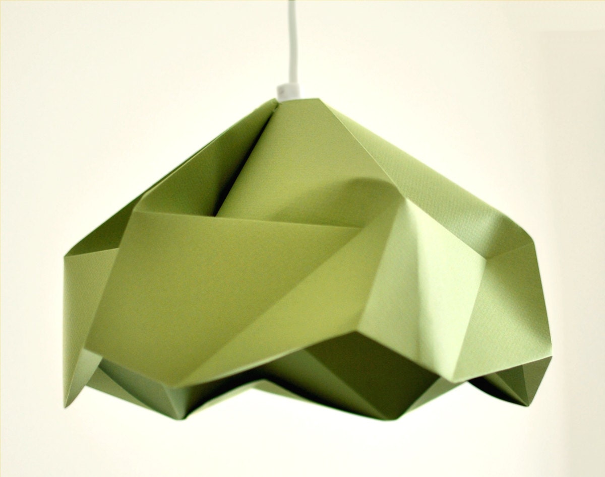 Snowflake: Origami Paper Lamp Shade / Lantern - Green