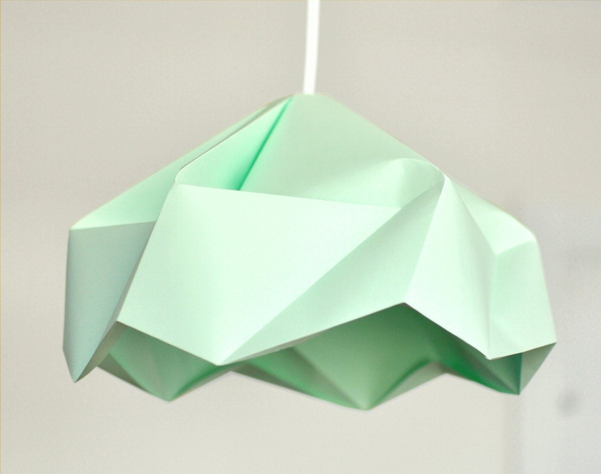 Snowflake: Origami Paper Lamp Shade / Lantern - Mint