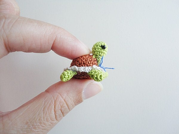 Miniature amigurumi-amigurumi crochet-unique amigurumi-mini arts-brown green turtle-crochet turtle-miniature animal-miniature turtle - sansli