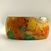 SALE.Bangle Bracelet with Swarovski Crystals " Autumn leaves " / Collage Art technique Shabby chic wood Decoupage bracelet