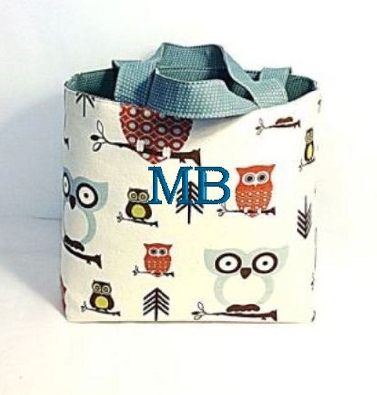 Tote Bag Fabric Handmade Tote Custom Embroidered with Monogram Owl ...