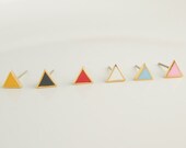 tiny triangle earrings CHOOSE ONE  Red / Black / White / Yellow/ Pink / Blue