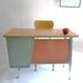 SALE 15% Off. K - 4 Retro Mid Century School Desk and Chair. Turquoise/Teal and Pink. Eames Era.