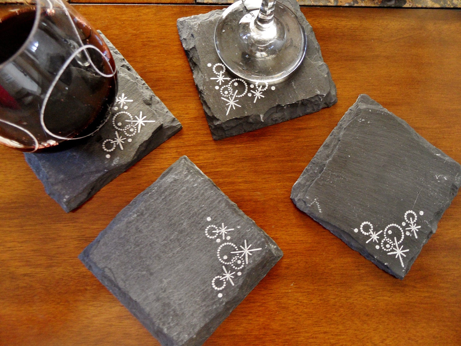 Retro Slate Coasters (Set of 4)