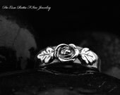 Recycled Fine Silver Rose Wedding Band Engagement Ring Diamnond Alternative