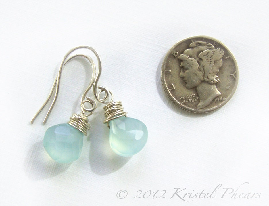 Chalcedony earrings - drop dangle aqua blue mint chalcedony sterling silver 14k Gold-Filled wedding bridal bridesmaid wedding gift