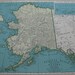 Vintage ALASKA Map 1940s From 1947 Atlas UNUSUAL Color Plaindealing 754