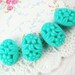 Vintage Chic Aqua Floral Flower Carved Oval Plastic Beads 16x12mm (6)