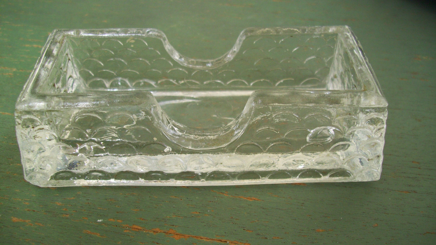 Antique Flat Panel Toothpick Holder Vintage Ornate Glass 1930s Kitchenware GVS team