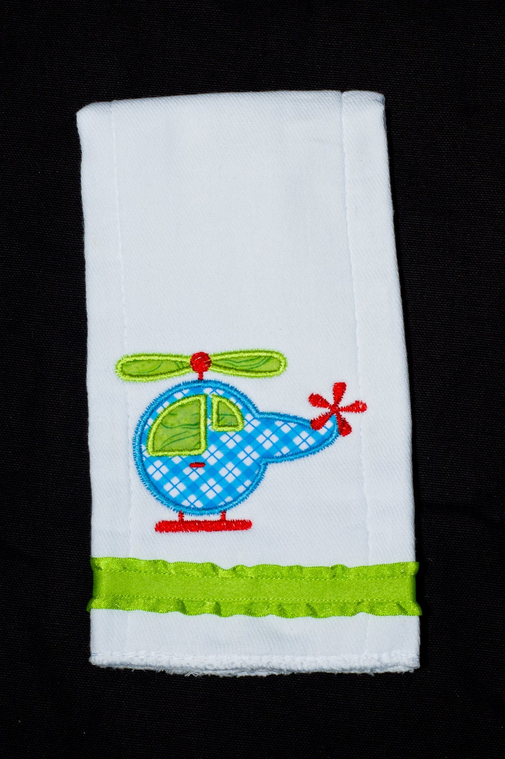 Boys Embroidered Helicopter Burp Cloth