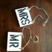 Mr. & Mrs. Distressed Wooden Sign Blocks - Wedding Reception - hanging chair signs