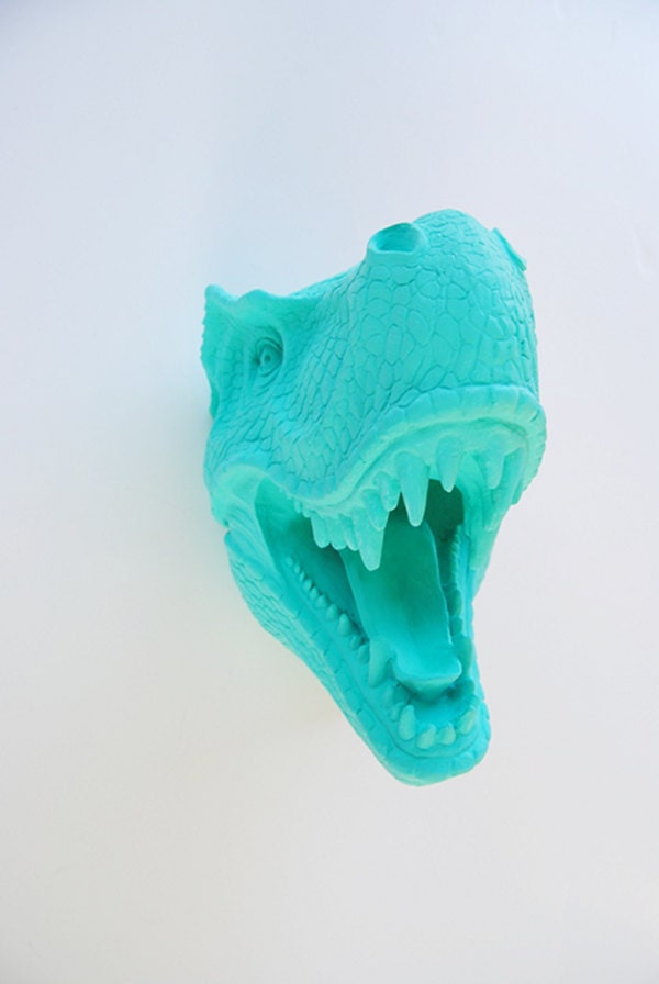 The Crowley - Turquoise Resin T-Rex Head- Trex Resin Turquoise Faux Taxidermy- Chic & Trendy