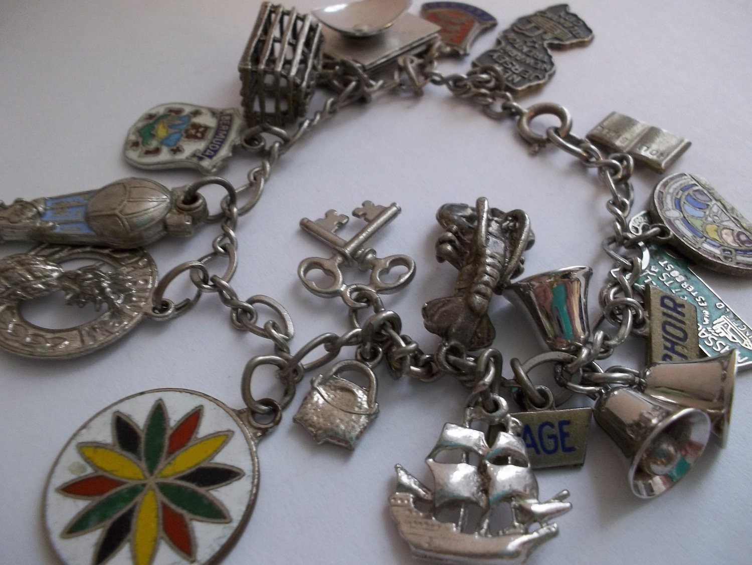 Vintage Sterling Silver Charm Bracelets//1960s 1970's Vintage Charms//Silver Charms//Sterling Charms//Vintage Charms