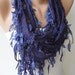 Dark Blue Lace Scarf  with Trim Edge - Special Laced Fabric