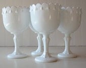 Milk Glass Compotes, Wedding Decor,  Set of 4 Small Compotes, Bridesmaid gifts, Teardrop, Goblets
