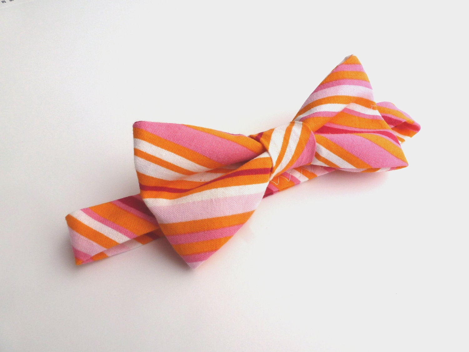 Boys Bow Tie- Orange and Pink Striped - Sizes newborn-adult
