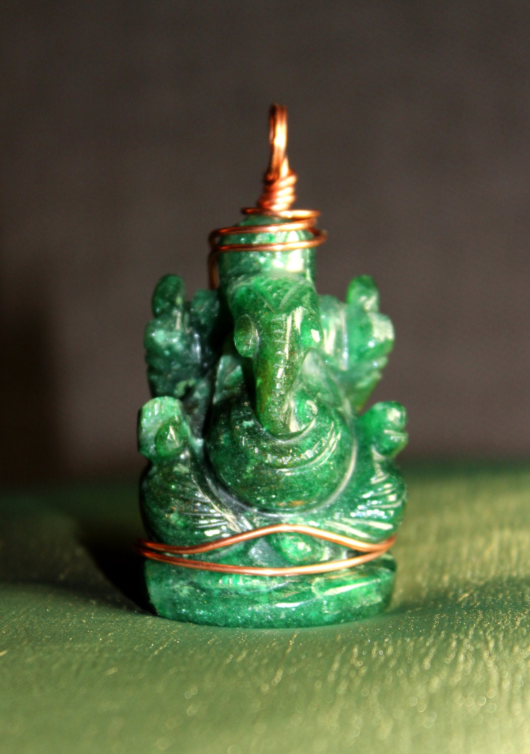 Unique Jade Ganesh Crystal Pendant "Sacred Divinity" by Joyful Earth Crystals