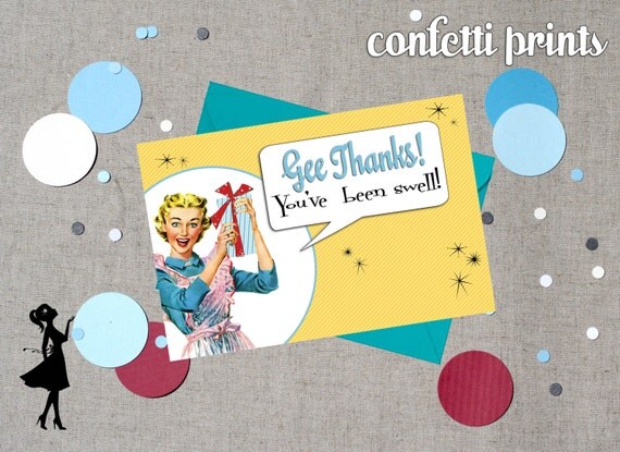 Retro Housewife Thank You Card - GOSSIP GIRLS Printable Il_570xn