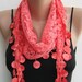 Lace scarf, coral lace scarf, summer scarf, handmade frilly scarf, lace fashion
