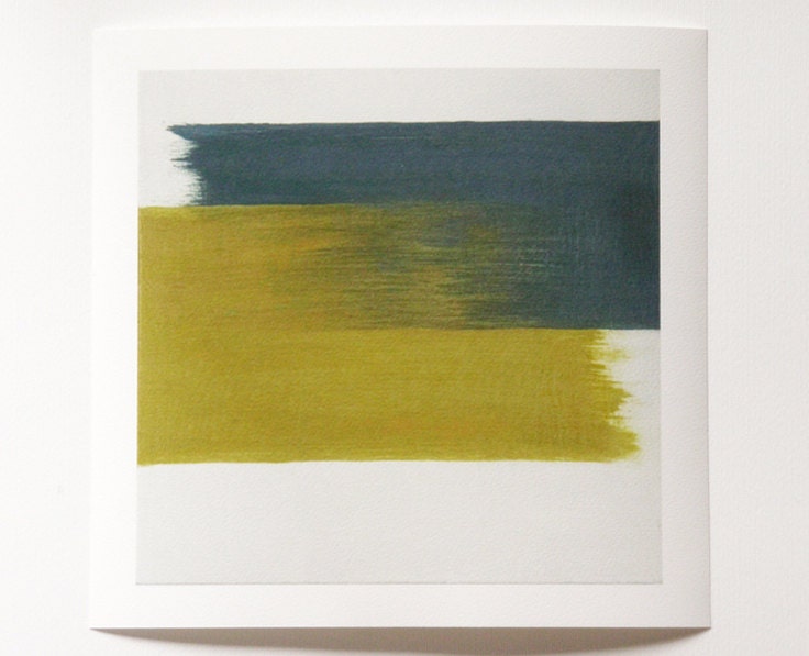 Giclee print of geometric abstract oil painting, 9" x 9.2". Minimal art reproduction, white teal and green. Title: Confrontations 2.