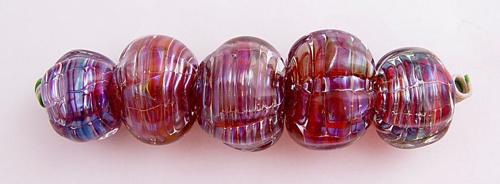 Item 3008 Silver glass blown hollows, set of 5 soft glass beads