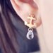 tiny gold anchor studs - nautical jewelry - tiny glass drops