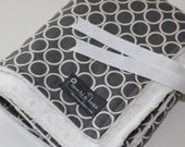 Baby Blanket with Stroller Ties, Metro Living Circles by Robert Kaufman and White Dot Minky